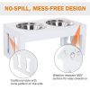 Wooden Bone Elevated Dog Feeding Station, White