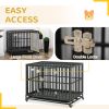 44" Rolling Metal Dog Crate with Locking Wheels & Tray