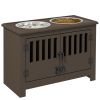 Elevated Feeding Station with Storage Cabinet, Espresso