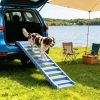 Foldable Dog Car Ramp with Anti-Slip Steps, Gray