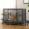 44" Rolling Metal Dog Crate with Locking Wheels & Tray