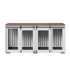 72-Inch Double Dog Crate Furniture with Sliding Doors, White