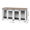 72-Inch Double Dog Crate Furniture with Sliding Doors, White