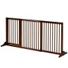 Freestanding Adjustable Wooden Pet Gate in Brown