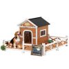 Wooden Dog House with Fenced Porch