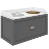 Elevated Dog Bowl Station with Storage Drawer, Gray