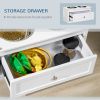 Elevated Dog Feeder Station with Storage Drawer, White