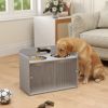 Elevated Dog Bowl Feeding Station with Storage, Gray