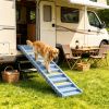 Foldable Dog Car Ramp with Anti-Slip Steps, Gray