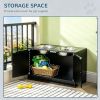 Black Elevated Feeding Station with Storage Cabinet