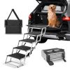 5-Step Folding Dog Car Stairs, Non-Slip Aluminum