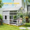 Wooden Dog House with Porch and Storage Cabinet