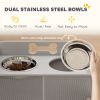 Elevated Dog Bowl Feeding Station with Storage, Gray