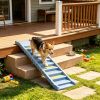 Foldable Dog Car Ramp with Anti-Slip Steps, Gray
