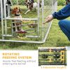 Expansive Outdoor Dog Run with Rotating Feeder & Weather Cov