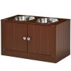 Elevated Dog Bowls with Storage Cabinet, Brown