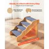 4-Step Wood Pet Stairs with Non-Slip Fabric Treads
