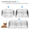 Octagon 8-Panel Foldable Dog Playpen in Black