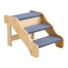 3-Step Wood Pet Stairs for Beds & Sofas