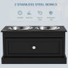 Elevated Dog Feeder Station with Storage Drawer, Black