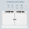 Elevated Dog Bowl Stand with Storage Cabinet, White