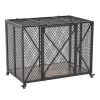 Heavy-Duty Steel Dog Crate with Double Doors & Wheels