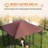 Outdoor Dog Kennel with Waterproof Canopy, Silver