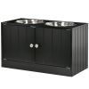 Raised Feeding Station with Storage Cabinet, Black