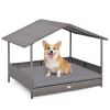 Elevated Wicker Dog House Bed with Canopy
