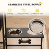 Adjustable Feeding Station with Storage, Black