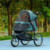 3-Wheel Pet Stroller with Canopy, Dark Green
