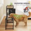 Adjustable Feeding Station with Storage, Black