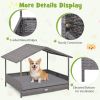 Elevated Wicker Dog House Bed with Canopy