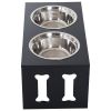 Bone-Shaped Elevated Feeding Station - Black