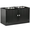 Magnetic-Door Feeding Station & Storage Cabinet, Black