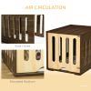 Wooden Crate End Table with Cushion, Brown