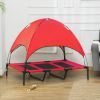Elevated Cooling Dog Cot with Canopy Shade, Red
