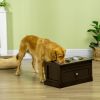 Elevated Dog Feeder Station with Storage Drawer, Brown