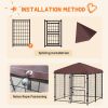 Outdoor Dog Kennel with Waterproof Canopy, Silver