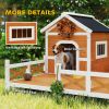 Wooden Dog House with Fenced Porch
