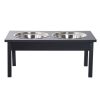 Wooden Elevated Dog Feeding Station, Black