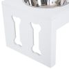 Wooden Bone Elevated Dog Feeding Station, White