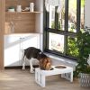 Wooden Bone Elevated Dog Feeding Station, White