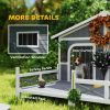 Wooden Cabin Dog House with Porch, Gray