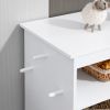 Feeder Station with Storage Cabinet & Raised Bowls, White