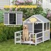 Wooden Dog House with Porch & Observation Windows