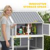 Wooden Dog House with Porch and Storage Cabinet