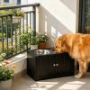 Black Elevated Feeding Station with Storage Cabinet