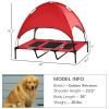 Elevated Cooling Dog Cot with Canopy Shade, Red