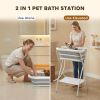 Elevated Foldable Dog Wash Station with Drain Hose, Gray